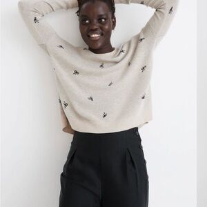 Madewell Bow Jacquard Pullover Sweater size M